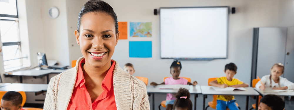 Teacher in front of a classroom